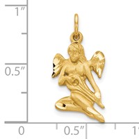 10K Yellow Gold Satin Diamond-cut Angel Playing Lute Charm view 3