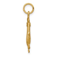 10K Yellow Gold Satin Diamond-cut Anchor in Ships Wheel Charm view 2