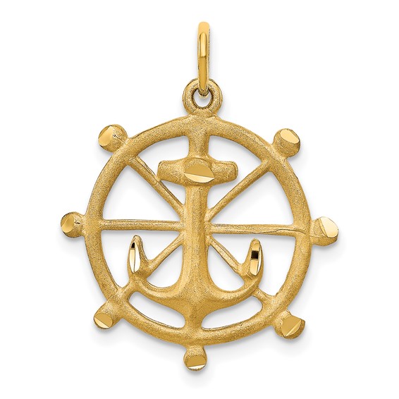 10k Anchor in a Wheel Charm