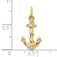 10K Yellow Gold Anchor Pendant with Rope view 3