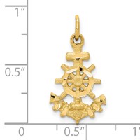 10K Yellow Gold Diamond-cut Anchor and Ships Wheel Charm view 3