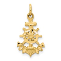10K Yellow Gold Diamond-cut Anchor and Ships Wheel Charm view 1