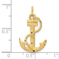 10K Yellow Gold Diamond-cut Anchor Charm view 3