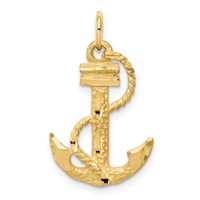10K Yellow Gold Diamond-cut Anchor Charm view 1