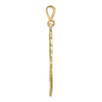 10K Yellow Gold Large Cut-out Solid Diamond-cut Lions Head Charm view 2
