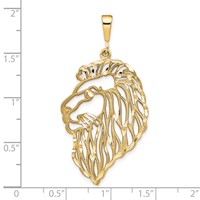 10K Yellow Gold Large Cut-out Solid Diamond-cut Lions Head Charm view 3