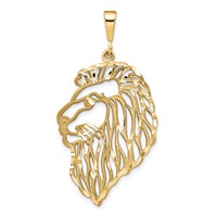 10K Yellow Gold Large Cut-out Solid Diamond-cut Lions Head Charm view 1