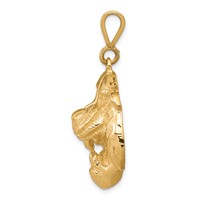 10K Yellow Gold Solid Polished Large Tiger Head Charm view 2