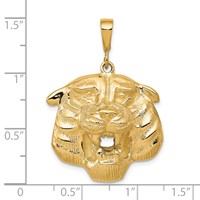 10K Yellow Gold Solid Polished Large Tiger Head Charm view 3