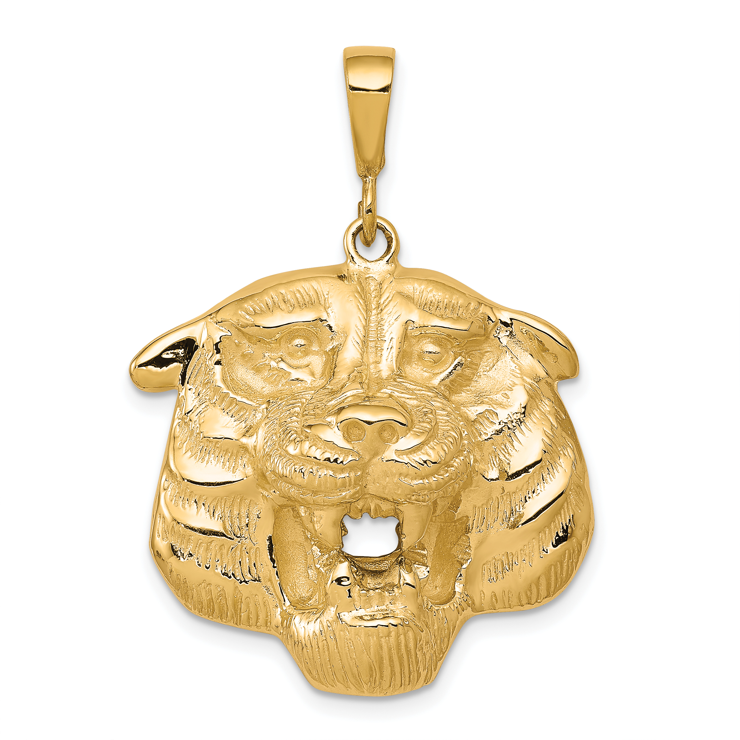 10K Solid Polished Tiger Head Charm (10C587)