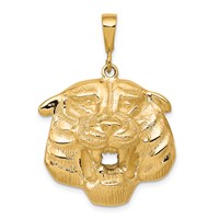 10K Yellow Gold Solid Polished Large Tiger Head Charm view 1