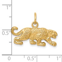 10K Yellow Gold Solid Satin Small Leopard Charm view 3