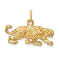 10K Yellow Gold Solid Satin Small Leopard Charm view 1
