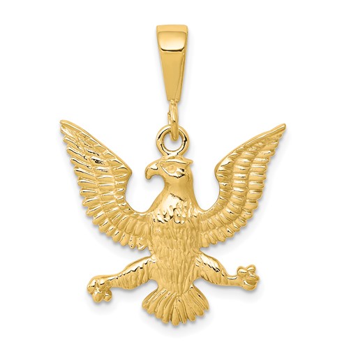 10K Yellow Gold Solid Polished Spread Eagle Charm
