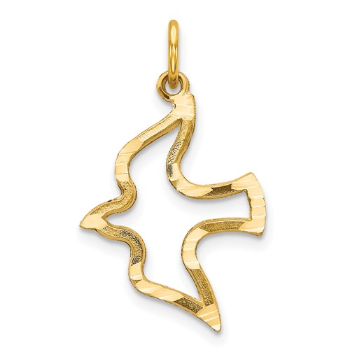 10K Yellow Gold Polished Cut-out Dove Charm