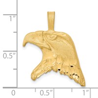 10K Yellow Gold Solid Diamond-cut Eagle Head Charm view 3