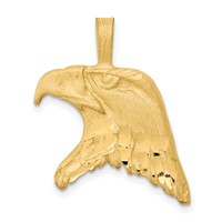 10K Yellow Gold Solid Diamond-cut Eagle Head Charm view 1