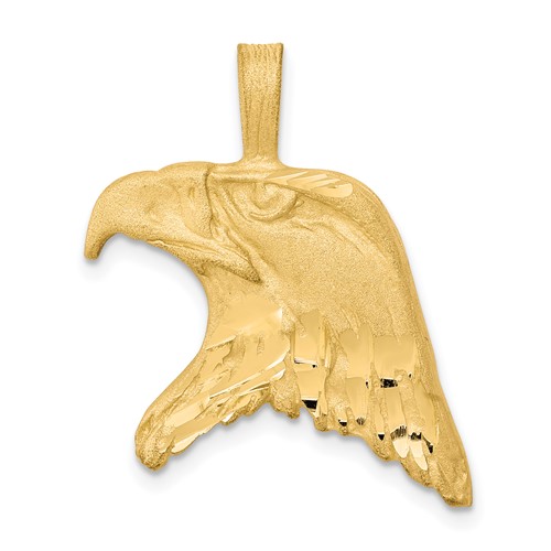 10K Yellow Gold Solid Diamond-cut Eagle Head Charm
