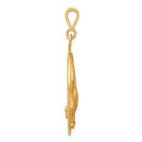 10K Yellow Gold Satin Diamond-cut Eagle in Round Frame Charm view 2