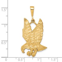10K Yellow Gold Solid Satin Diamond-cut Eagle Charm view 3