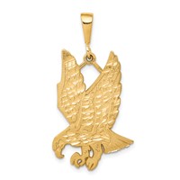 10K Yellow Gold Solid Satin Diamond-cut Eagle Charm view 1