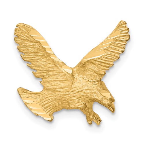 10K Yellow Gold Solid Satin Diamond-cut Eagle Chain Slide