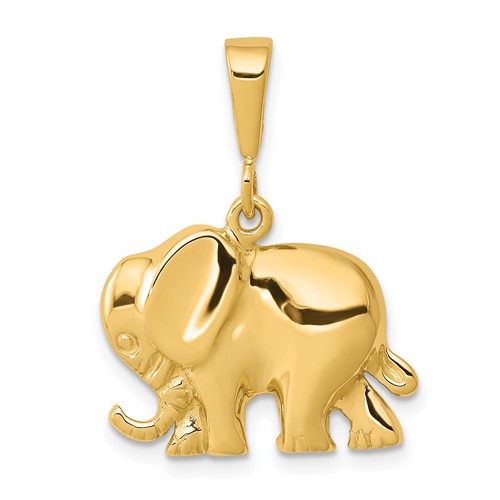 10K Yellow Gold Polished Elephant Charm