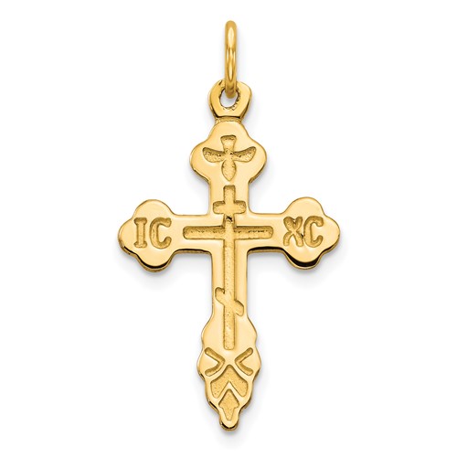 10K Yellow Gold Eastern Orthodox Cross Charm