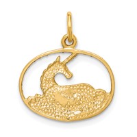 10K Yellow Gold Unicorn in Oval Frame Charm view 4