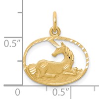 10K Yellow Gold Unicorn in Oval Frame Charm view 3