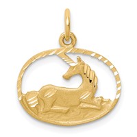10K Yellow Gold Unicorn in Oval Frame Charm view 1