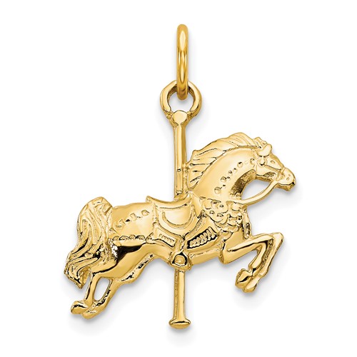 10K Yellow Gold Solid Carousel Horse Charm