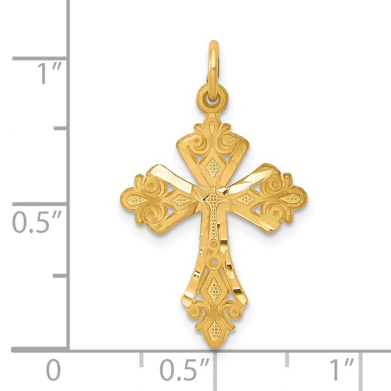 Gold Diamond-cut Cross Charm