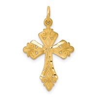10K Yellow Gold Fleur De Lis Cross Charm view 1