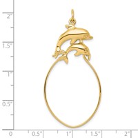 10K Yellow Gold Double Dolphin Charm Holder view 3