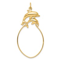 10K Yellow Gold Double Dolphin Charm Holder view 1