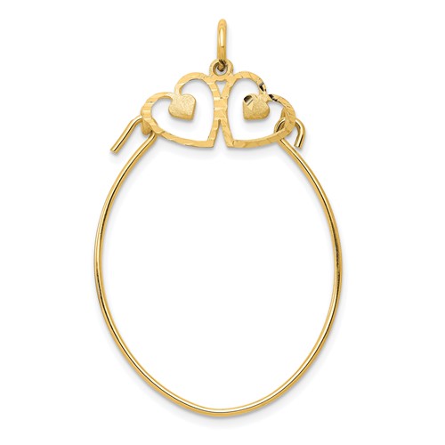 10K Yellow Gold Double Heart Charm Holder