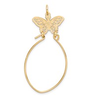 10K Yellow Gold Filigree Butterfly Charm Holder view 4