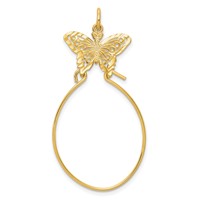 10K Yellow Gold Filigree Butterfly Charm Holder view 1