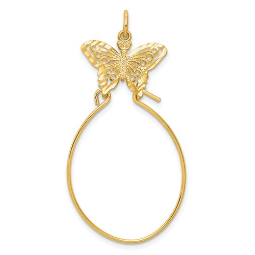 10K Yellow Gold Filigree Butterfly Charm Holder