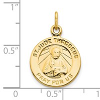 10K Yellow Gold Round St. Jude Medal Charm view 3