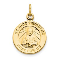 10K Yellow Gold Round St. Jude Medal Charm view 1