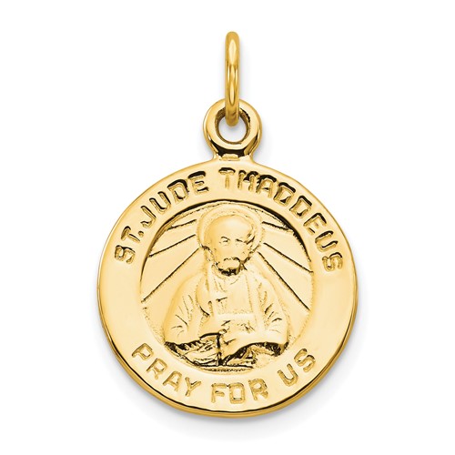10K Yellow Gold Round St. Jude Medal Charm