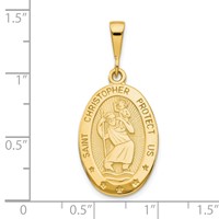 10K Yellow Gold Large Oval St. Christopher Medal Pendant view 3