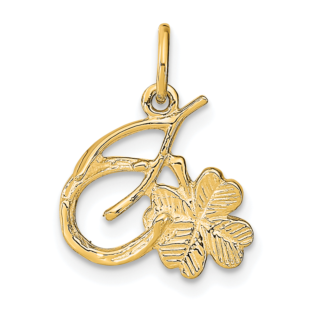 10K Solid Horseshoe Wishbone and Shamrock Charm (10C712)