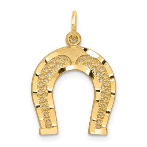 10K Yellow Gold Diamond-cut Horseshoe Charm