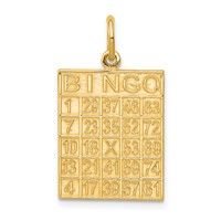 10K Yellow Gold Solid Bingo Card Charm view 1