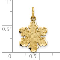 10K Yellow Gold Solid Satin Diamond-cut Snowflake Charm view 3