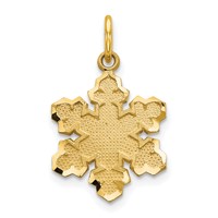 10K Yellow Gold Solid Satin Diamond-cut Snowflake Charm view 1
