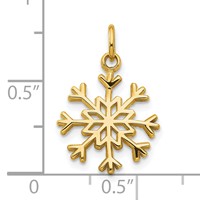 10K Yellow Gold Solid Polished Snowflake Charm view 3